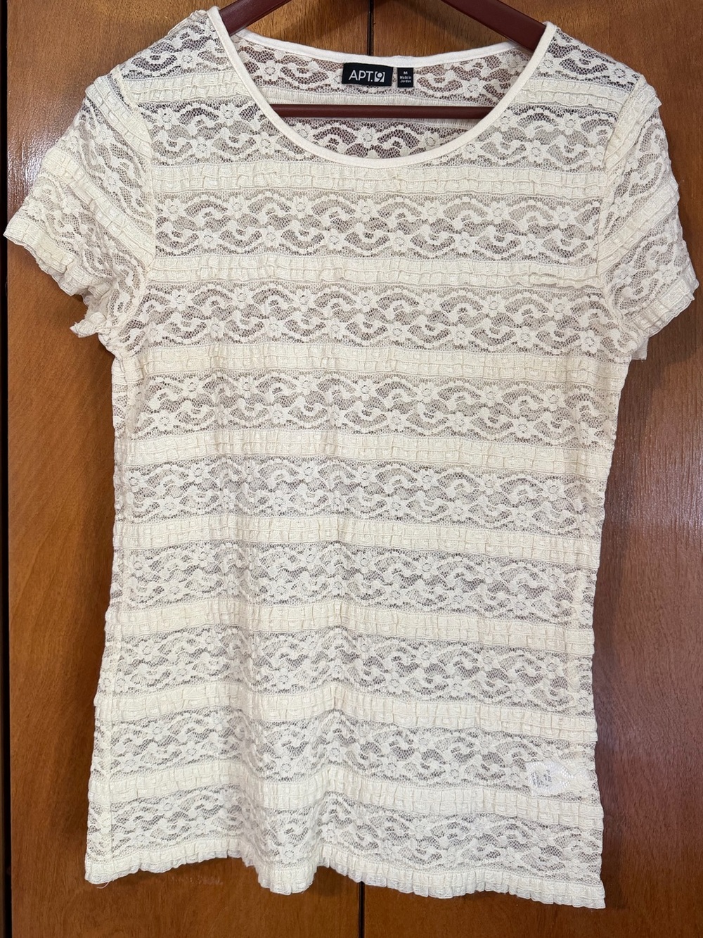 Apt. 9 Cream Lace Short-Sleeve Scoop Neck Top